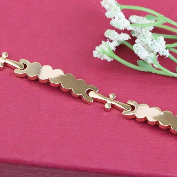 "Elegant Rose Gold Bracelet with Smooth Scalloped Link Design, XPBL0875 - Picture 2 of 13